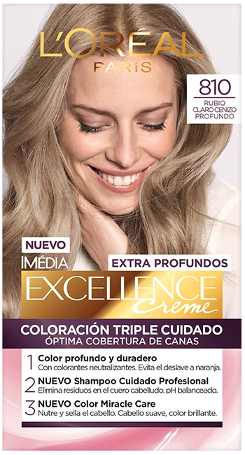 Tinte L'Oréal Paris Excellence 810 Rubio Claro Cenizo