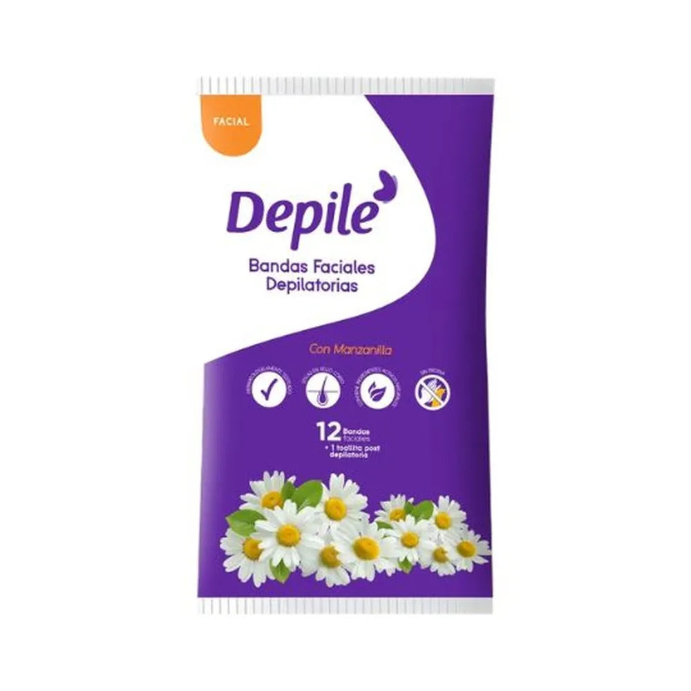Depile Bandas Faciales Depilatorias Manzanilla x12