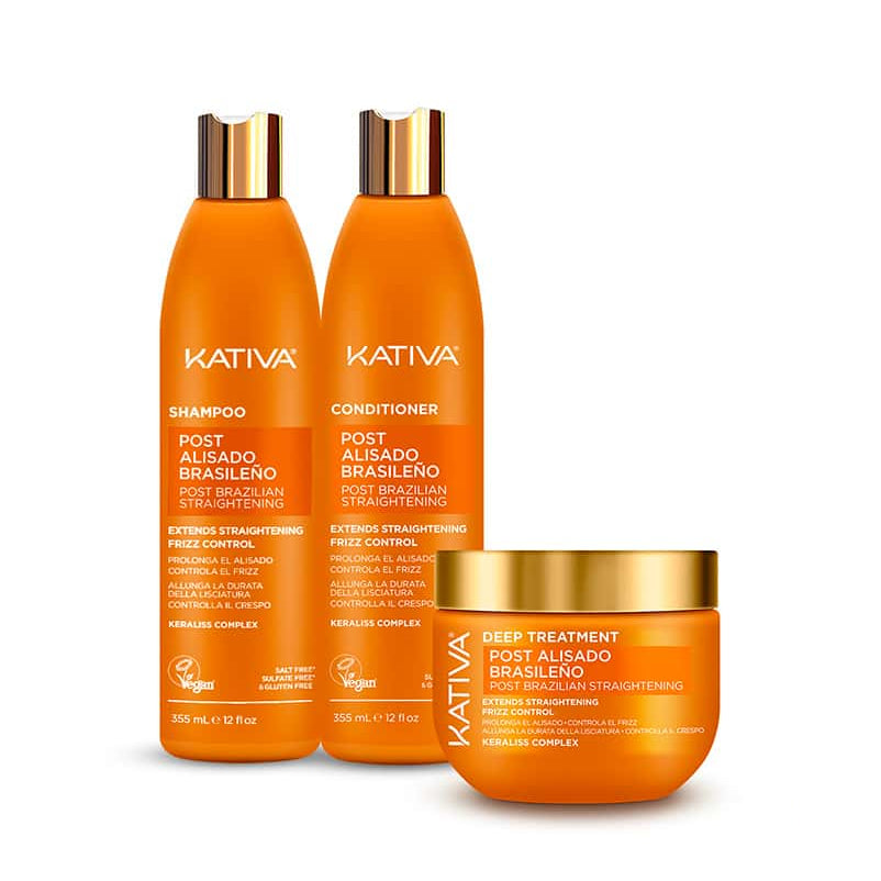 Kit Kativa Alisado Brasileño Ácido Hialurónico (Shampoo + Acondicionador + Tratamiento)