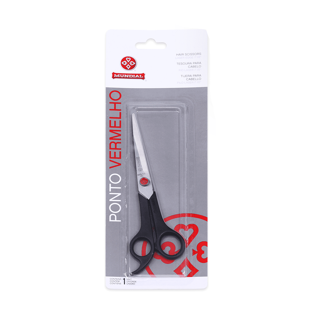 Tijera para Cabello Mundial Ponto Vermelho Filo Láser 7½"