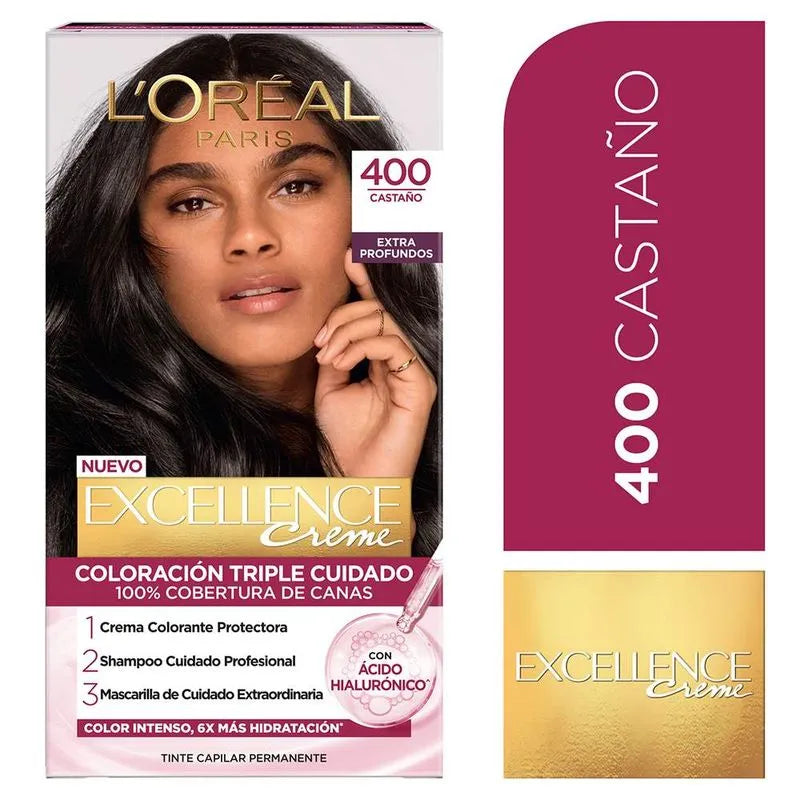 Tinte L'Oréal Paris Excellence 400 Castaño
