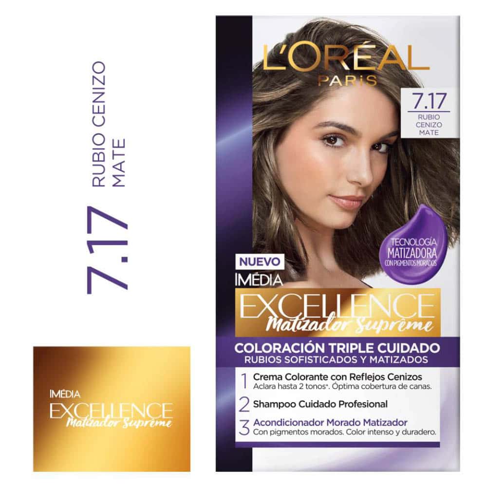 Tinte L'Oréal Paris Excellence 7.17 Rubio Cenizo Mate