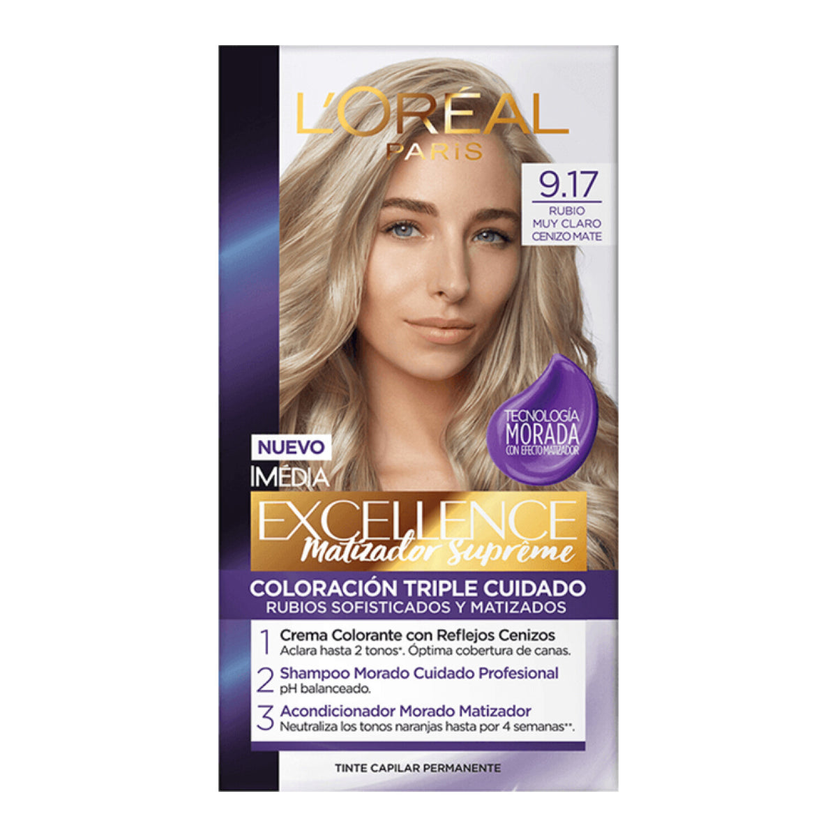Tinte L'Oréal Paris Excellence 9.17 Rubio Muy Claro Ceniza Café