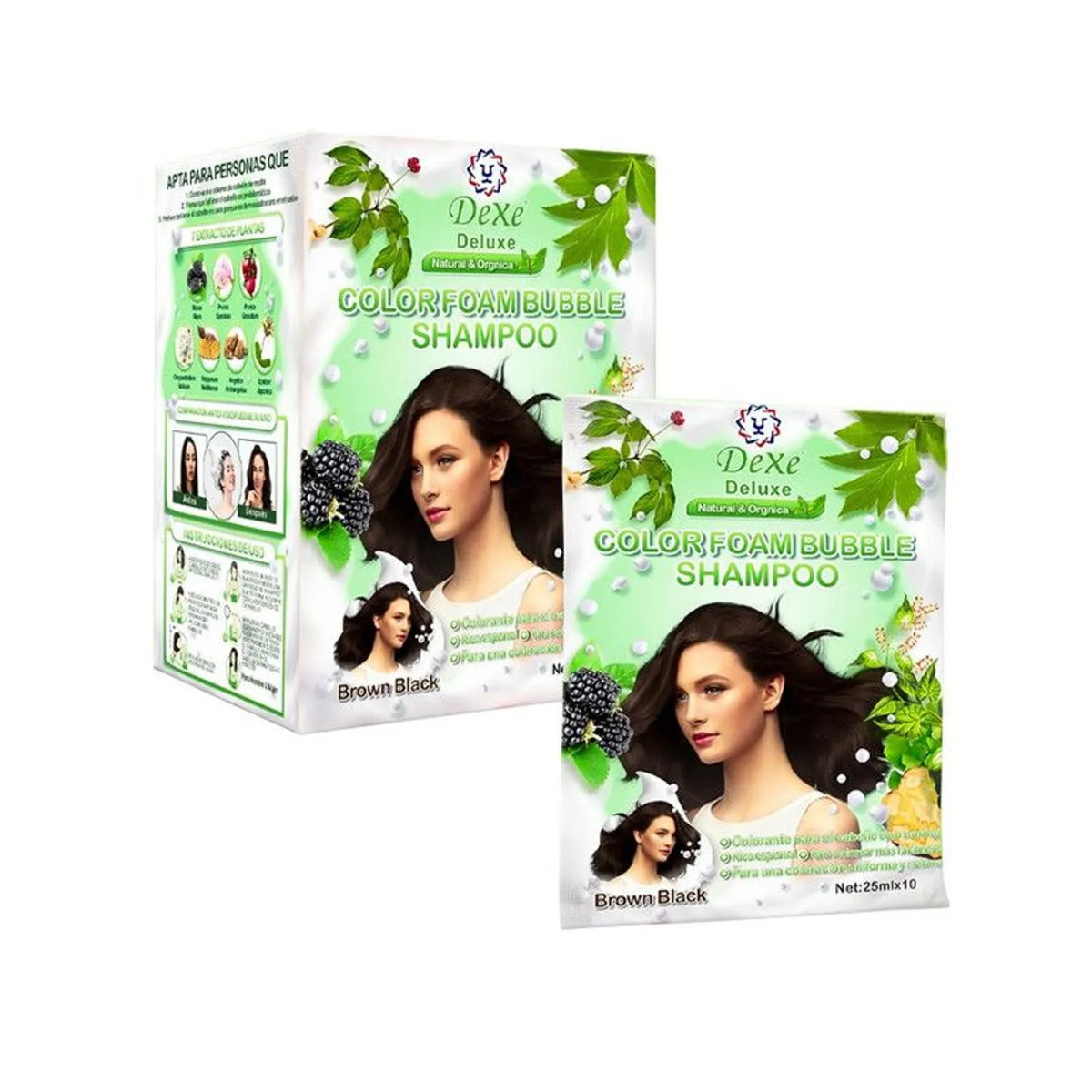 Tinte Shampoo Dexe Deluxe Negro Marrón 10ml
