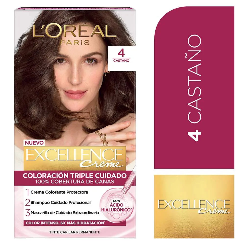 Tinte L'Oréal Paris Excellence 4 Castaño