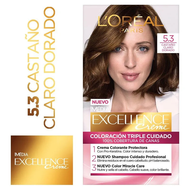 Tinte L'Oréal Paris Excellence 5.3 Castaño Claro Dorado