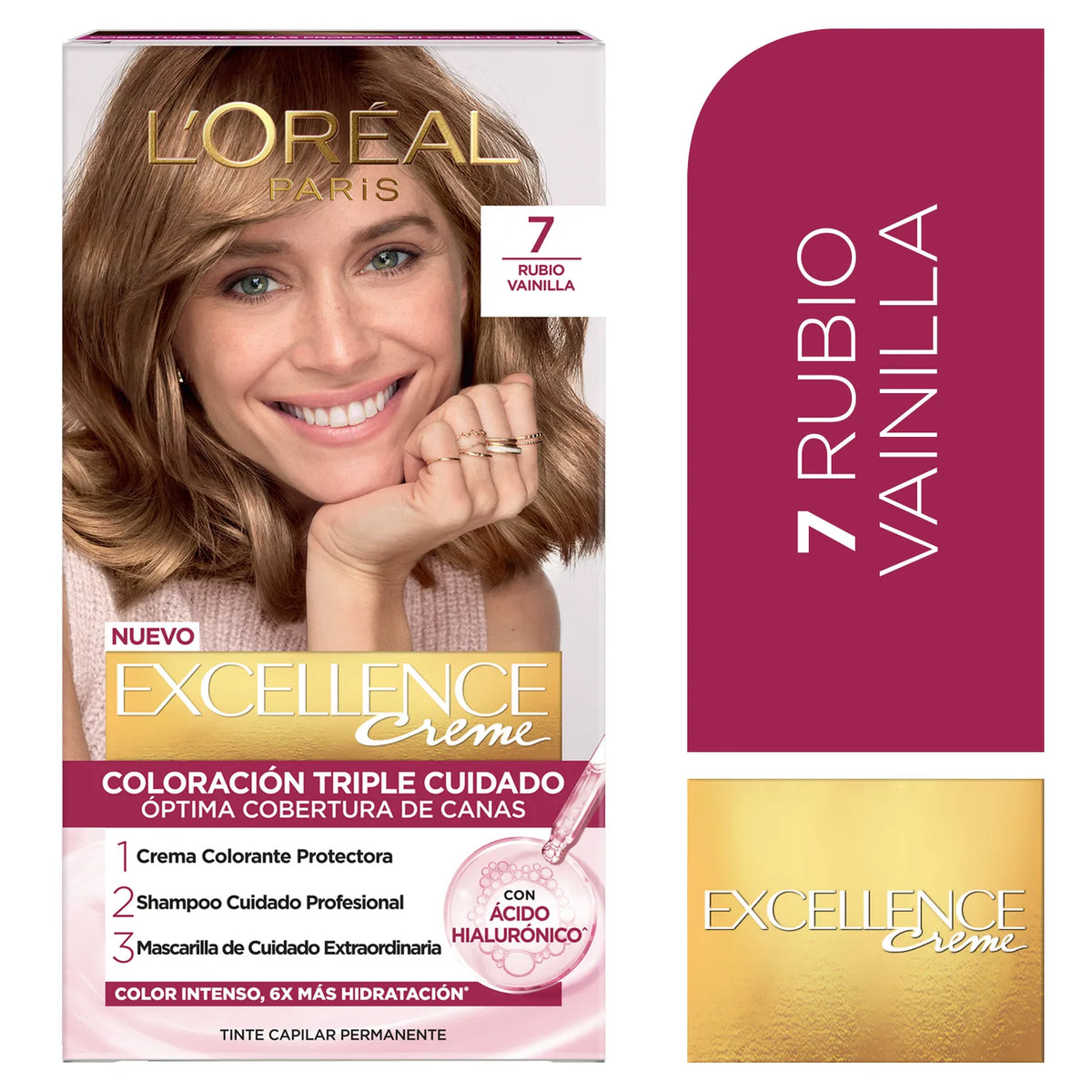Tinte L'Oréal Paris Excellence 7 Rubio Vainilla