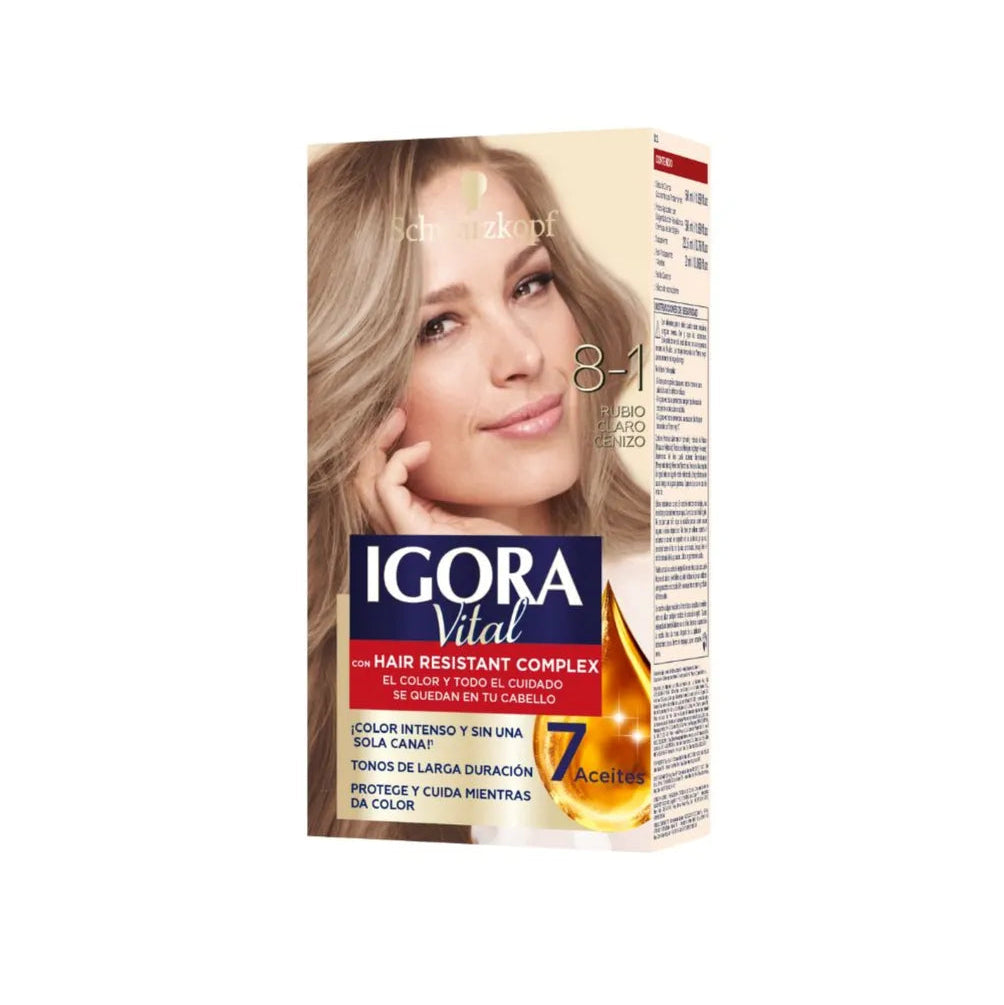 Tinte Igora Vital 8-1 Rubio Claro Cenizo 2 Tubos